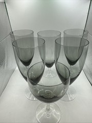 Vintage Fostoria Smoked Glass Goblets Gray Ombre Wine Water Set Mid Century (6)