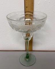 Set of 2 Vintage CRISTAL D’ARQUES-DURAND Green Stem Sombrero Margarita Glasses