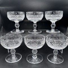 Set 6 Vintage WATERFORD CRYSTAL Colleen 8 oz. Champagne Sherbet Glasses IRELAND