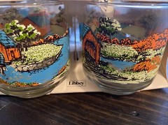 Set of 4 Vintage Libbey Country Mill / Covered Bridge 9.5 oz Glass NEW