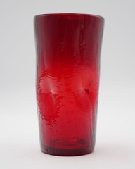 Blenko Ruby Red Glass Indented Dimple Highball Glass Tumbler 5.75″