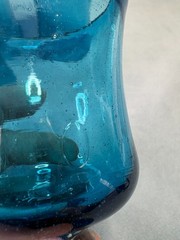 Mexican Hand Blown Aqua Blue Goblets Bubble Stem Glasses – Set of 8