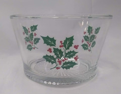 Libbey Glass Company LRS3 Green & Red Holly Red Ribbons No Gold Trim 1 Bowl