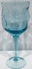Lot Of 2 ~ 8 5/8” tall Teal Wine Glass Goblet with Textured Edge ~