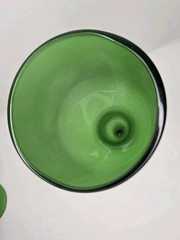Green Frosted Wine Glasses, Mouth Blown Twisted Stem 7-inch Tall Glass, Set Of 2