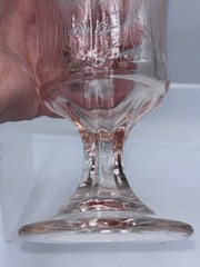 Vintage Pink Depression Glass Goblets Footed Tumblers Etched