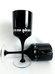 AJKA CRYSTAL BLACK MAGIC / FABERGE DESIGN Wine Goblet 8 inches