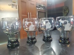 4 Vintage 16 oz Libby Tawny Accent Beer Glass Tumbler Frosted State Of Michigan