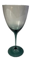Czech Republic Aqua Wine Crystal Glasses Etched Lines Set of 4 Drinkware