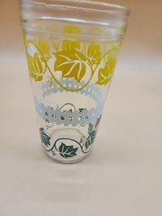 Vintage Hazel Atlas Yellow White Green Vines Trellis Tumbler Glass