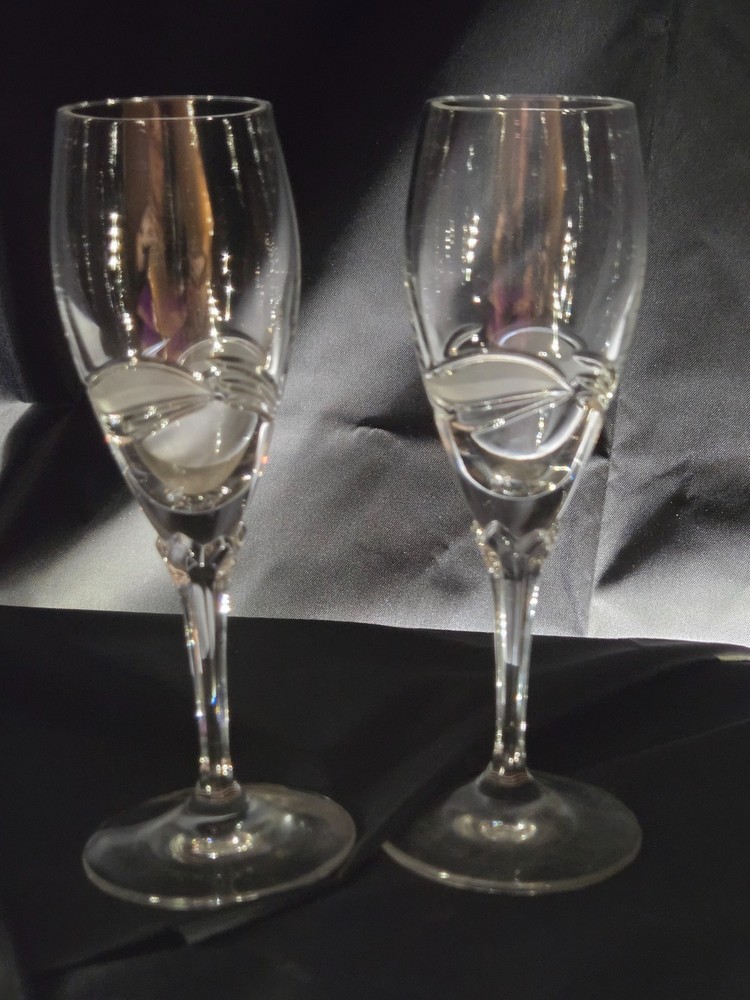 Nachtmann VANESSA Fluted Champagne/Tall Sherry Glasses 6 3/8″ Set of 2