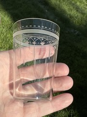 Set Of 9 Antique Boston & Sandwich Flint Glass Tumblers Frosted Band With Prism