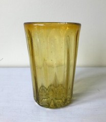 Vintag BLENKO? Amber Bubble Glass Tumbler Handblown Swirl Rough Pontil