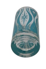 MCM Atomic Starburst Blue Teal Turquoise Highball Glasses with Original Carrier