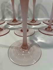Mikasa Sea Mist Coral Frosted Stemmed Water/Wine Glasses Vintage 9 ¼” Set of 8