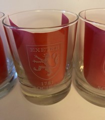 Set of 4 Phillips Exeter Academy 1781 Society Etched Rocks Glasses Low Ball Bar