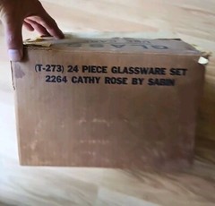 24 Vintage Federal Glass Tumblers Pink Roses Water Juice Cathy Rose Sabin In Box
