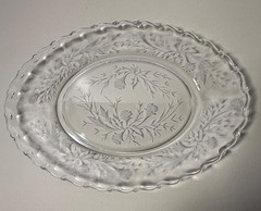 Fostoria Etched Crystal Serving Set 3pc – 2 Oval Platters 12×9 + Handled Tray