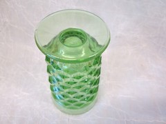 1x One TUMBLER INDIANA Cube Cubist Pattern Whitehall RARE LIME Green Glass HTF