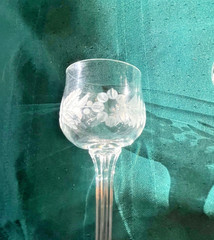 Set of 6, 5″ Metropolis Tesar Modern Bohemian Floral Wine Glasses