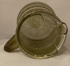 Vintage Rubberized Green Spaghetti String Pitcher with Ice Lip 9 1/8” tall MCM