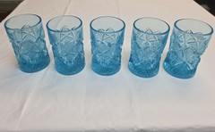Vintage Blue Tumblers Cut Glasses 4″ H x 2.5in W( Total Of 1 For 25.00)