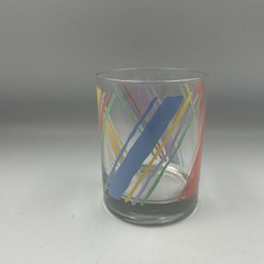 2 Vintage Libbey Retro 80s 90s Pastel Rainbow Stripe Juice Highball Glasses 4″