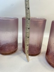 4 Peter Vizzusi Magic Sands Art Glass Iridescent Mauve Pink Crackle Tumblers