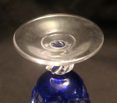 Cristal D Arques Blue Cut To Clear Lot Of 4 Wine Glasses 4 1/2″