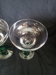 Set Of 4 VTG Cristal D’arques Durand Siesta Clear/Green Margarita Glasses 10oz.