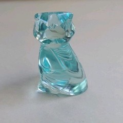 Vintage Aqua Cut Clear Crystal 3.5 X 2″ Owl No Chips Or Cracks