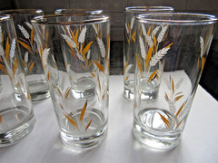 8-Piece Set Vintage Libbey Wheat Spray 12 oz. Beverage Glasses