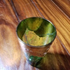 Vintage Set Of 4 Emerald Green Gold Gilt Enamel Glass Tumblers GIL