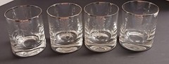 SET OF 4 ON THE ROCKS/OLD FASHIONED GLASSES 14 OZ. ETCHED INITIAL «W»