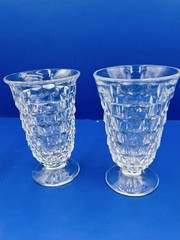 Fostoria American Cubist Low Footed 5.75″ Iced Tea Water Goblet Glass Set of 5