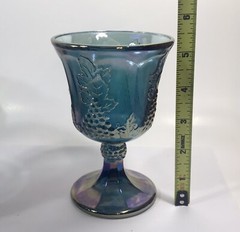 Indiana Carnival Glass Water Goblets Glasses Blue Harvest Grape Vintage 5.5” D48