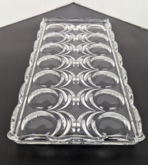 Vintage crystal rectangular underplate dot and crescent pattern scalloped edge