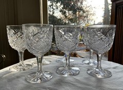 AMERICAN BRILLIANT CUT GLASS 4 1/8″ PORT WINE GLASSES (7) C.1900-1910