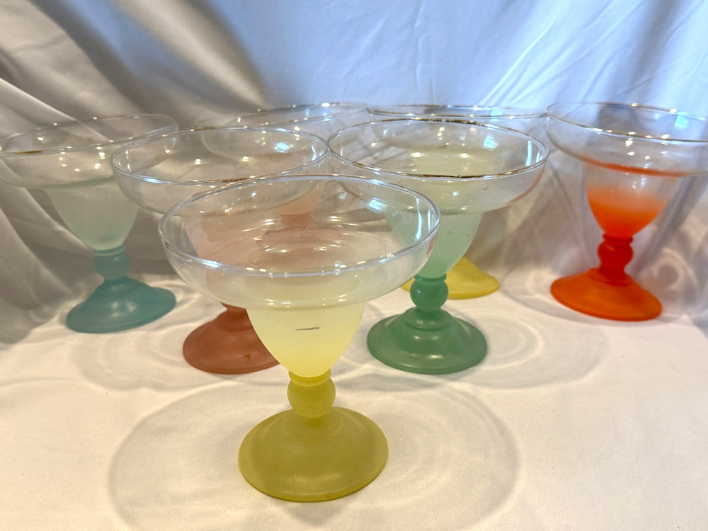 SET 7 PASTEL BLENDO MARGARITA GLASSES MCM -FREE SHIP
