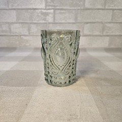 Vintage Green Iridescent 4 Part Pressed Flint Drinking Glass Hobnail Tumbler