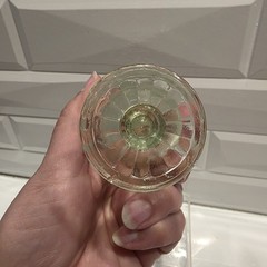 2 Anchor Hocking Pillar Optic Green Cordial Glasses 3 1/8” Uranium Glass