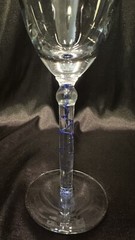 Set Of 2 Clear Glass Wine Goblets With Blue Glass Spiral/Twisted Stem