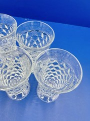 Fostoria American Cubist Low Footed 5.75″ Iced Tea Water Goblet Glass Set of 5