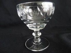 Paden City Glass Clear Cut Cross Thumbprint 991 Penny Line 6oz Champagne EUC