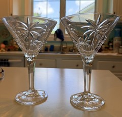 Godinger Shannon Art South Beach Palm Crystal Martini Glasses set of 2