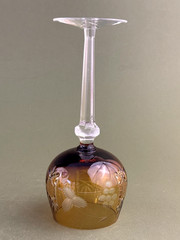 Bohemian Hortensja Poland Topaz Amber Cut to Crystal Hock Wine Glass 8 1/8»