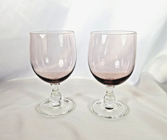 Dansk Hanna Smoky Purple Amethyst Bowl Clear Stem Wine Water Tea Compote Goblets