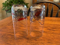 VTG Pair of Romanian Stained Glass Mosaic 16 oz. Tumblers