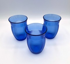 Hazel Atlas Fine Rib Tumbler 12 oz Iced Tea Glass | Cobalt Depression Glass