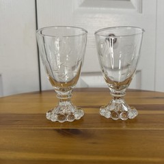 2 VTG Anchor Hocking Berwick Boopie Juice/Wine Glasses 4-1/2” Tall Floral Etched
